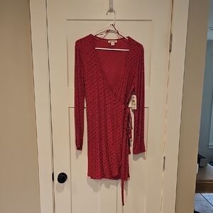 Billabong Red Long Sleeve Wrap Dress